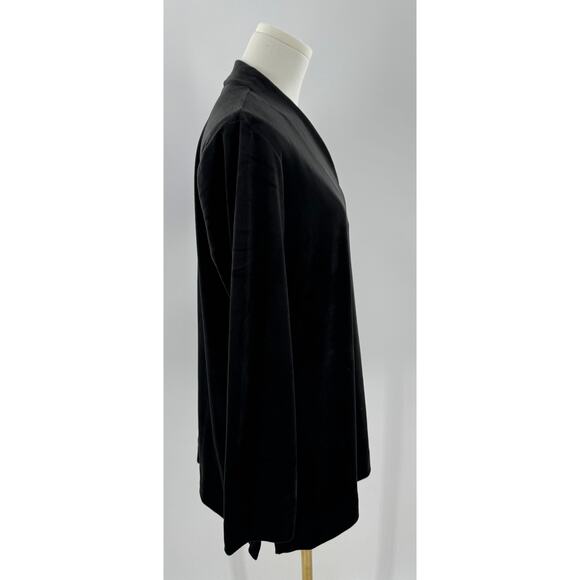 Pure Jill J Jill Black Velvet Stretch Tunic Top Long Sleeve V Neck Shirt Medium - Picture 3 of 9